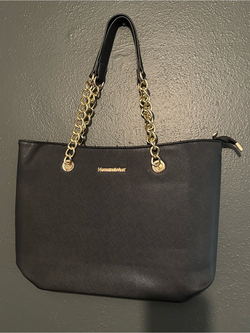 Montana West Black Chain-Handle Tote Bag